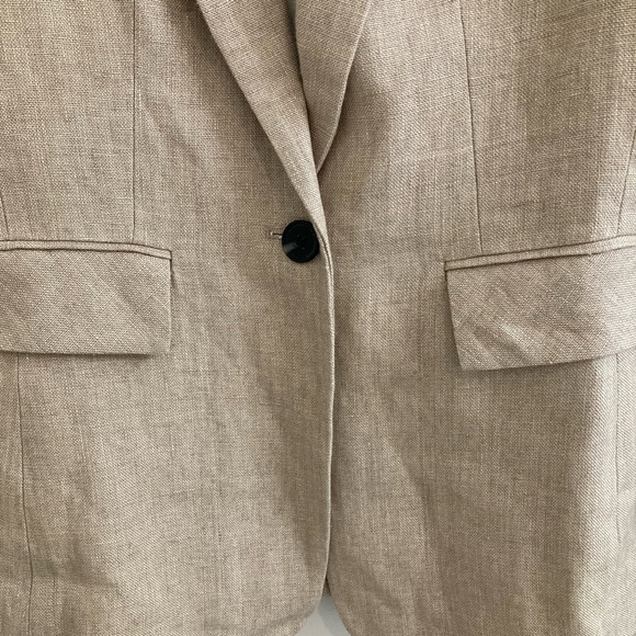 1.STATE Women's One Button 100% Linen Blazer Beige Size 6 Lined Long Sleeve - Picture 5 of 8
